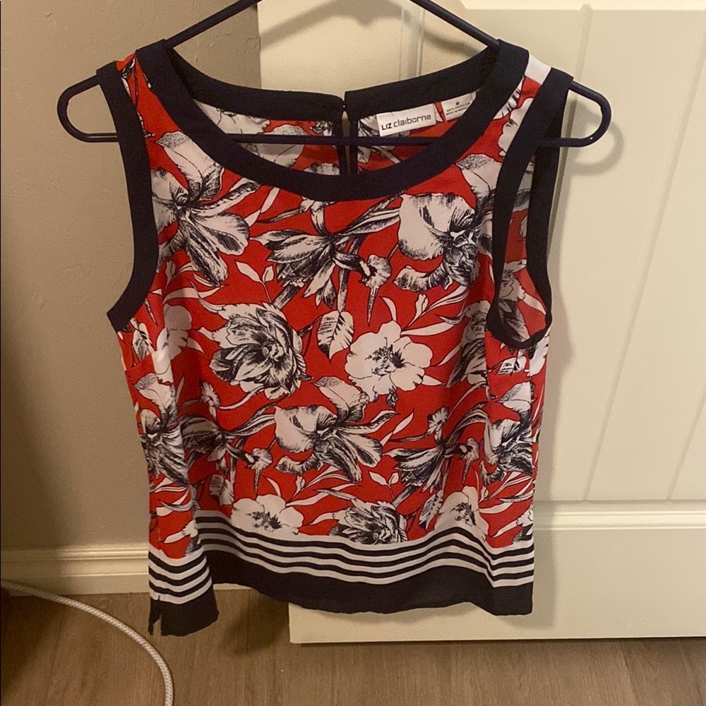 Liz Claiborne Floral Sleeveless Top - Red and Black